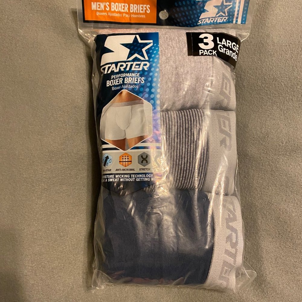 Starter brand Men's Boxer Briefs NWT 3-pack L